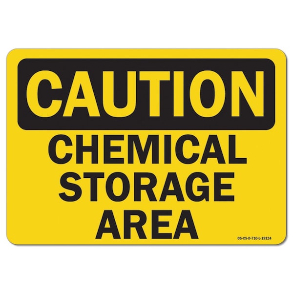 OSHA Caution, 3.5" Height, 5" Width, Decal, 3.5" H, 5" W, Landscape, PK10, Chemical Storage